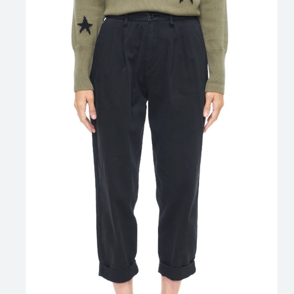 Pistola Kellin High Rise Pleated Cotton Ankle Trouser in Fade to Black Size 27 - Picture 2 of 10